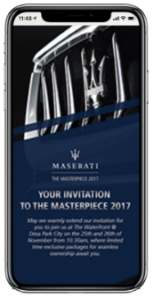 Masterpiece Maserati Campaign registration landing page newsletter